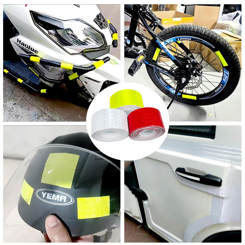 3 Rolls Reflective Tape Outdoor Waterproof, Reflective Warning Tape, Trailer Reflectors, Safety Reflective Strips, Nighttime Reflective Stickers, for Car Bike Baby Stroller Helmet, 1 Inch x 30 Ft