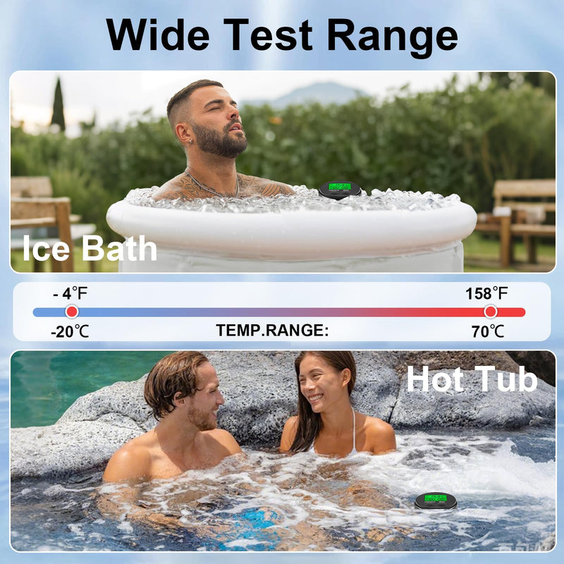 [Australia - AusPower] - 2-in-1 Ice Bath Thermometer with Timer, Cold Plunge Thermometer for Ice Bath Floating, -4℉~158℉， IPX7 Waterproof Black 