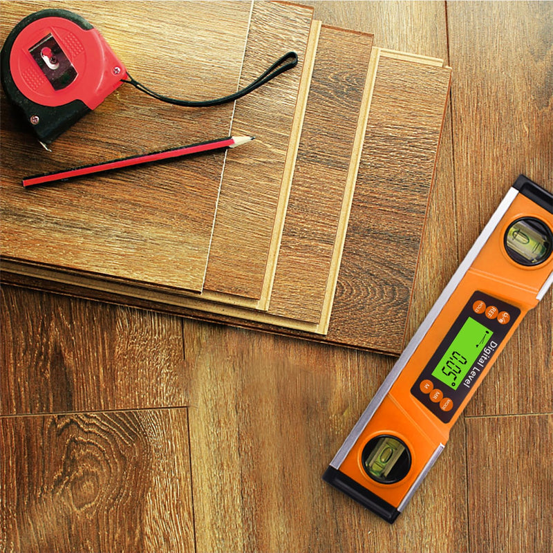 [Australia - AusPower] - Digital Level and Protractor, 10 Inch IP54 Protected Electronic Bubble Inclinometer Angle Finder Gauge with Large LED Backlight Display & Magnetized V-Groove Base Carrying Bag Included (orange) 