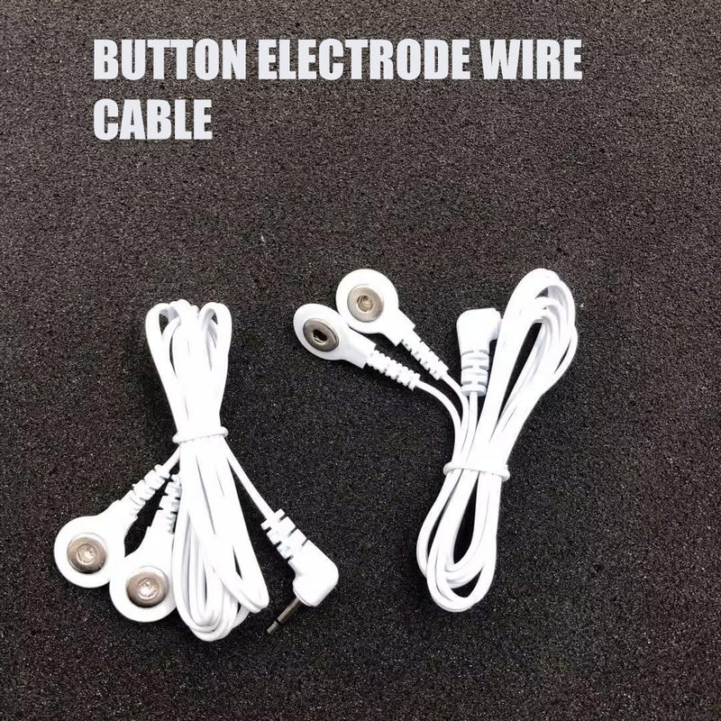 [Australia - AusPower] - Button Electrode Wire Cable, DC 3.5mm Button Electrode Wire Cable Compatible Wires for Digital TENS Massage Machine,Button Type Electrode 2.5mm Plug Wires Cable 1 to 2 (10) 10 