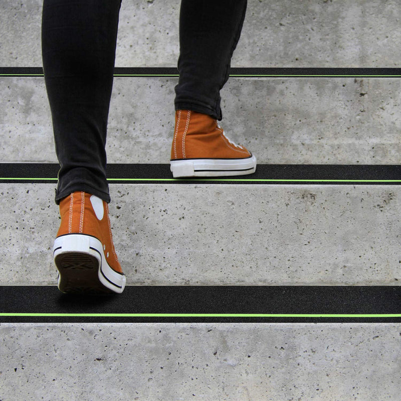 COSIMIXO 30" X 4"(10-Pack) Anti Slip Traction Treads with Glow in The Dark Stripe,Best Grip Tape Non Skid, Outdoor Anti-Skid Tape, High Traction Friction Abrasive Adhesive for Stairs Step 30''×4'' -10-pack