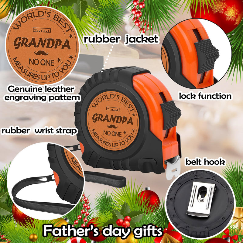 [Australia - AusPower] - Grandpa Father's Dad Gifts, Gifts for PAPA from Daughter Son, Genuine Leather Engraved 25 FT Tape Measure Tool Gifts for Men Grandpa 