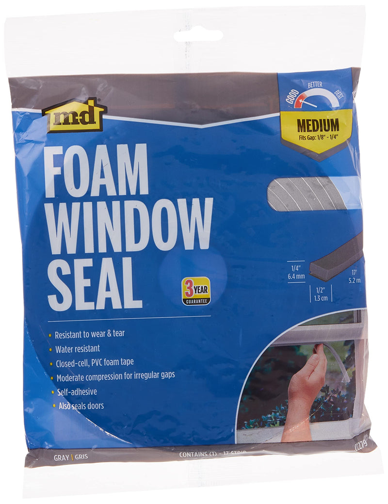 [Australia - AusPower] - Weather Proof Closed Cell PVC Foam Tape MD Building Products 02279 Gray 1/4" x 1/2" x 17' 