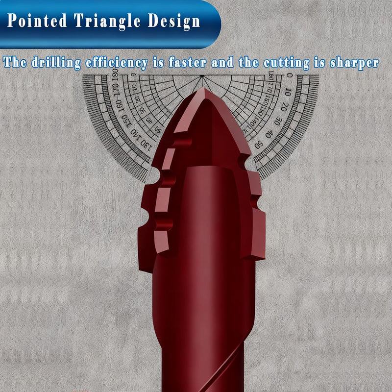 10pc Red Serrated Eccentric Masonry Drill Bit, Serrated Concrete Drill Bit Set for Ceramic Tile Brick Glass Plastic Marble and Wood (3/16” to 1/2”).