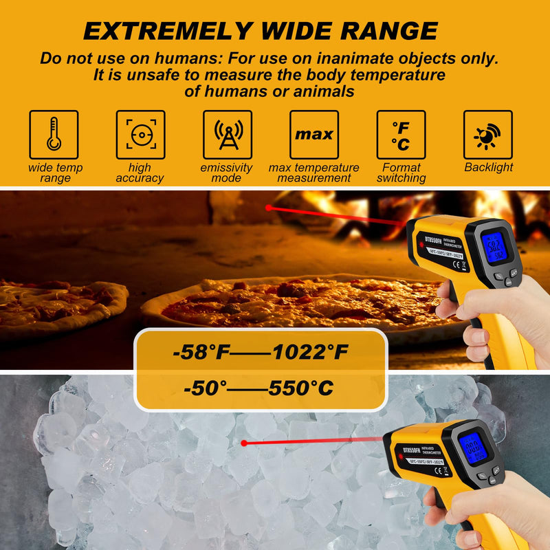 [Australia - AusPower] - 3 Pack Infrared Thermometer Gun -58℉ to 1022℉ Laser Temperature Gun Includes 1 Pack Digital Infrared Thermometer Gun (-50℃ to 550℃) and 2 Pack Cat Balls Toys for Griddle,Grill, Oven, and A/c 