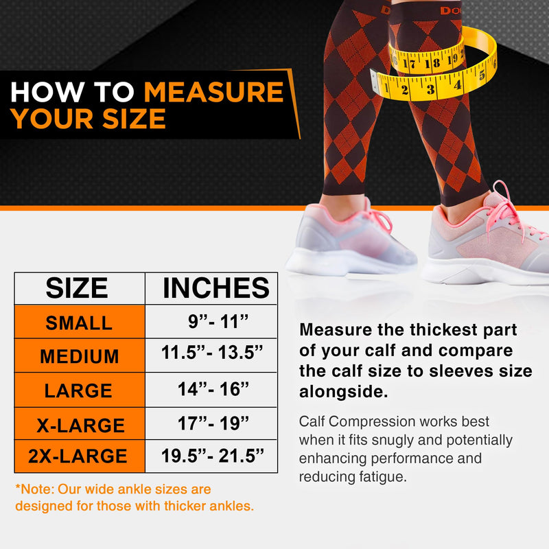 [Australia - AusPower] - Doc Miller Compression Calf Sleeve for Men & Women, 20-30mmHg Support for Running, Calf Tear, Knee High, 1 Pair Orange. Black Small 