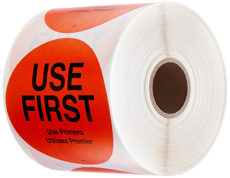 DayMark Safety Systems-IT112596 USE First Trilingual Removable Label, 3" Circle, Orange (Roll of 500) 3"