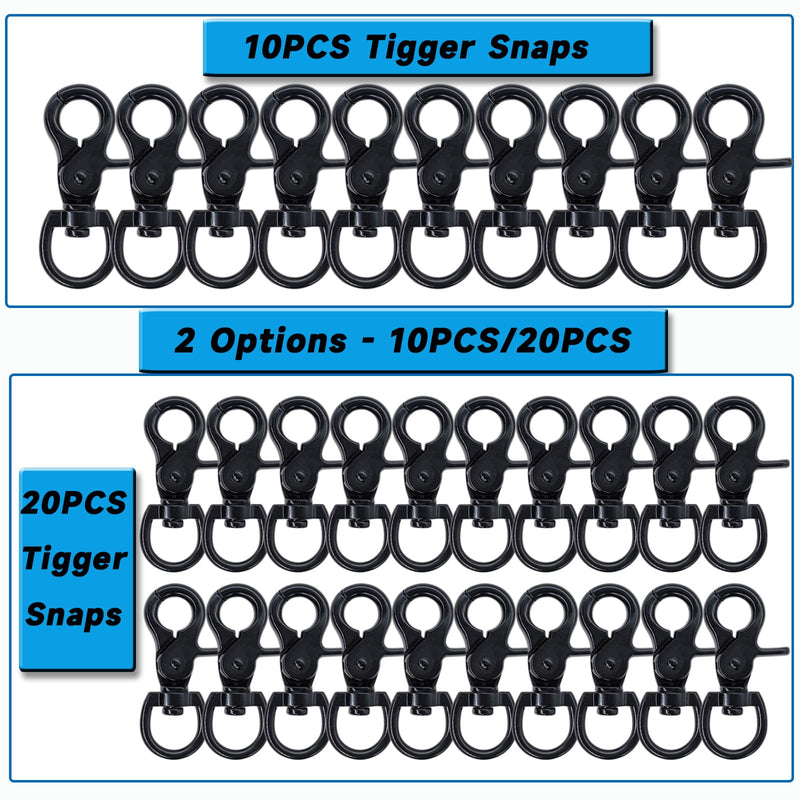 [Australia - AusPower] - Trigger Snap Hooks 2.32'' x 0.82'' Zinc Alloy Black Swivel Snap Hooks Heavy Duty Metal Lanyard Clips Hardware for Purse Bag Bird Cages 10 