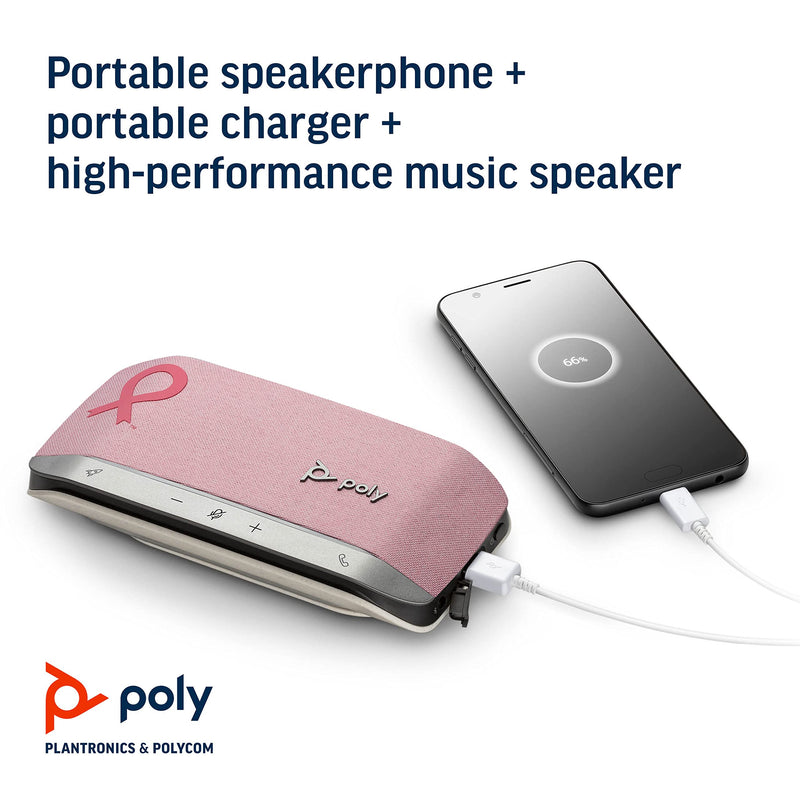 [Australia - AusPower] - Poly – Sync 20 USB-A Pink Personal Bluetooth Smart Speakerphone (Plantronics) - Connect to Cell Phone via Bluetooth, PC/Mac via Included USB-A Cable - Works with Teams, Zoom (Certified) & More Standard Version 