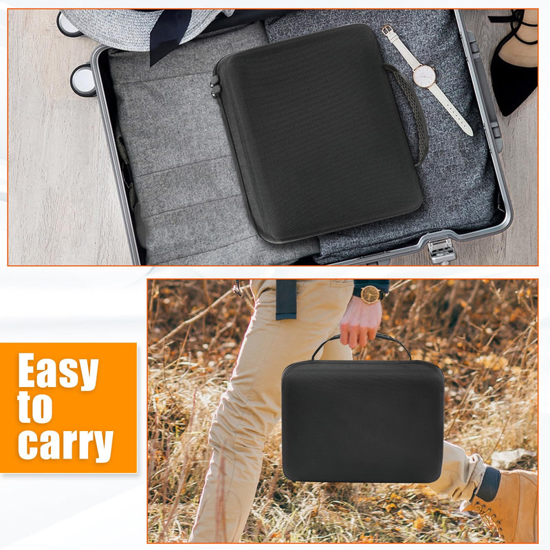 EVA Hard Shell Travel Case for Smart Nebulizers & Asthma Inhalers - Portable Carrying Organizer with Mesh Top Compartment for Masks, Cables, Adult Breathing Device Accessories (Case Only) Black