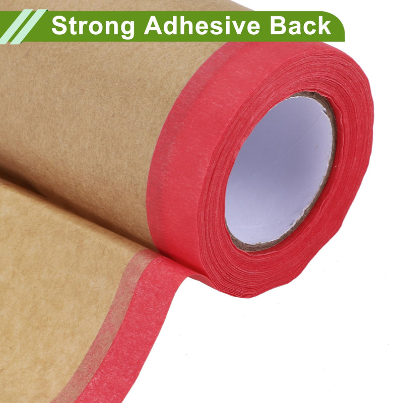 Pre-Taped Masking Paper Automotive Paint Masking Paper Kraft Paper Natural Fiber Material 1 Pc 1500x60cm / 49.21ftx23.62" Brown Red 49.21FT x 23.62"