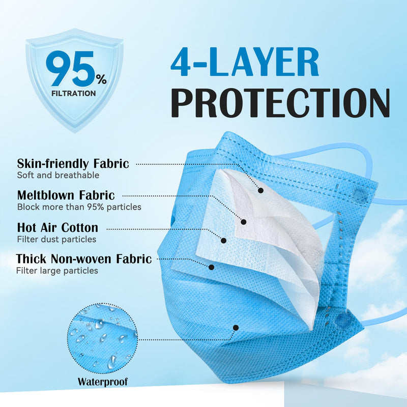 [Australia - AusPower] - Disposable Face Mask For Adults - 100 Pack Individually Wrapped,4 Ply Protection Face Masks,Colorful Face Masks Disposable Colorful 