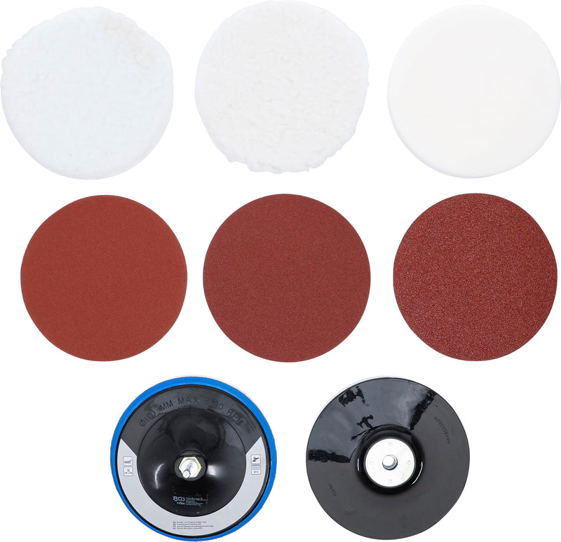 [Australia - AusPower] - BGS 74380 | Sanding and Polishing Disc Set | Diameter 180 mm | 8-Piece Set 