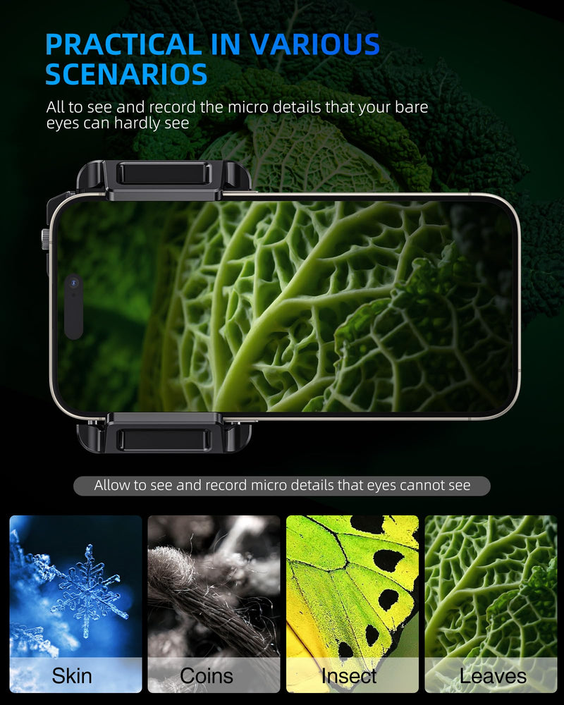 [Australia - AusPower] - CAMOLO 200 x Mobile Phone Microscope Mobile Phone Magnifying Glass 200X Phone Microscope Cannabis Apexel Microscopes Mobile Phone HD Digital Microscope Lens for iPhone Pixel Samsung Xiaomi Medium 