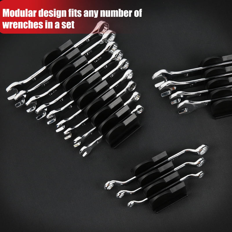 [Australia - AusPower] - 48 pcs MAGNETIC Modular Wrench Organizers for Tool Drawers - Wrench Rack with Metric&SAE Labels, Perfect Tool Storage Holder with Magnet. Gift for father, brother and boyfriend (Black with Magnets) 48 pcs with Magnet(Black) 