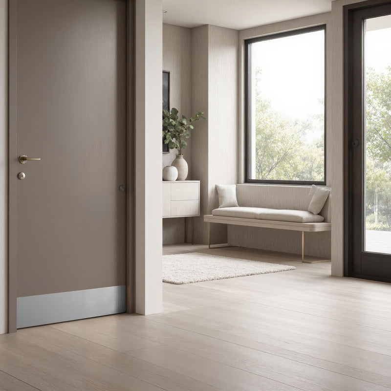 Prime-Line J 4620 10 x 34 In., Aluminum, Door Kick, Satin Finish (Single Pack) | 10 x 34 in, Single Pack satin aluminum