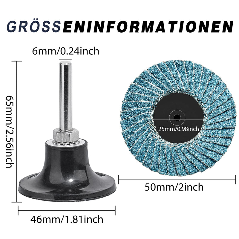 Flap Discs 50 mm Pack of 30 Sanding Discs Grit 40/60/80 | With 1/4 inch holder, for angle grinder, grinding polishing 30 pieces