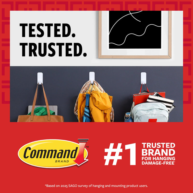 Command 5 lb Large Utility Hooks, 14 Hooks and 16 Strips, Damage-Free Hanging Wall Hook with Adhesive Strips, No Tools Required, Great for Home Kitchen Office Organization White