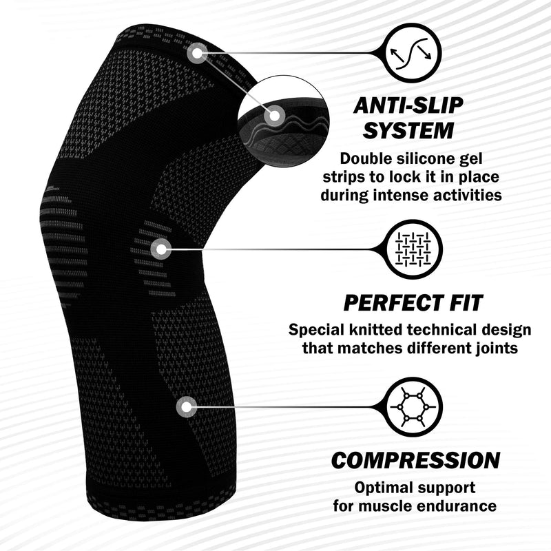 [Australia - AusPower] - POWERLIX Knee Compression Sleeve - Best Knee Brace for Men & Women – Knee Support for Running, Basketball, Weightlifting, Gym, Workout, Sports, (Black, Large) Black 