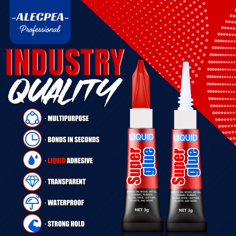 [Australia - AusPower] - 3 Gram (Pack of 12) Single Use Super Glue Liquid, Super Fast, Thin & Strong Adhesive Superglue, Cyanoacrylate Glue for Hard Plastics, DIY Craft, Ceramics, Leather, Metal Etc Pack of 12 