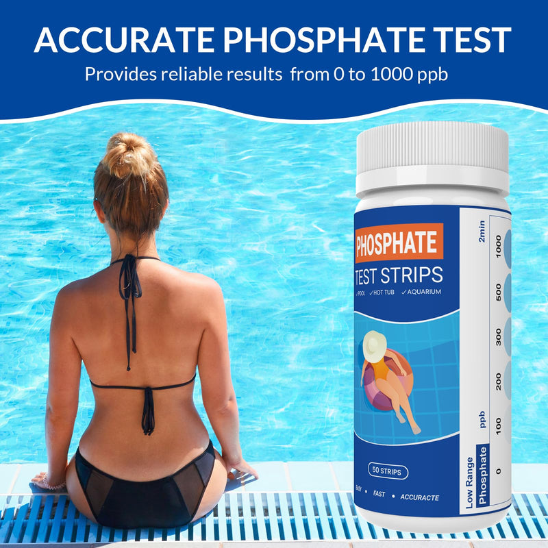 Phosphate Test Kit - Pool Phosphate Test kit-50 Counts Phosphate Test Strips for Swimming Pool, Spa, Hot Tub,Aquarium,Fish Tank- Phosphate Test kit for Freshwater,Saltwater Testing