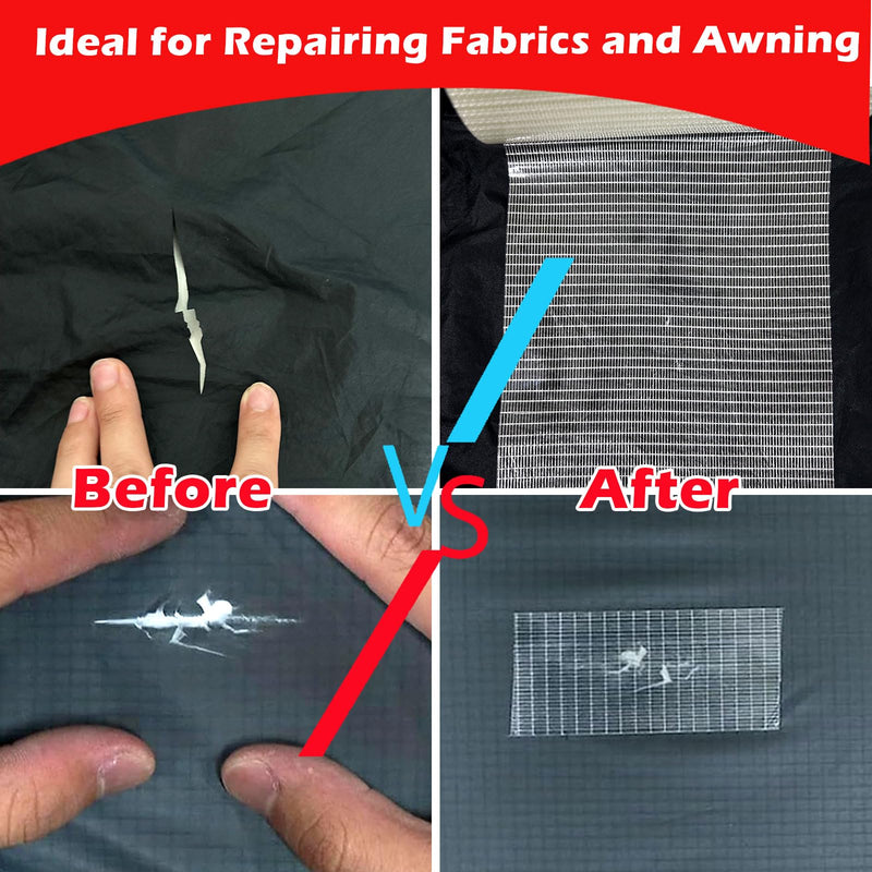 Clear Heavy Duty Repair Tape for Outdoor Fabric, Awning, RV Roof, Underbelly, Tarp, Tent, Sail and Boat Cover - Repair Patch