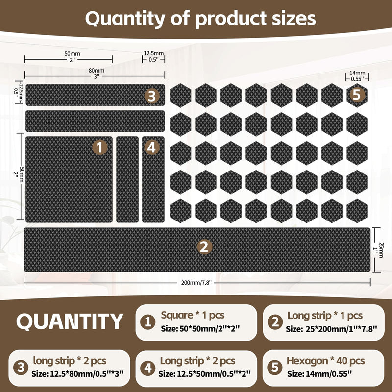Rubber Grip Tape Kit, Durable Non-Slip Tape with 92 Customizable Pre-Cut Strips, Ideal For Increasing Friction and Comfortable on Phones, Cups, Tool Handles, and Game Controllers.( 2Pack, Black) 2