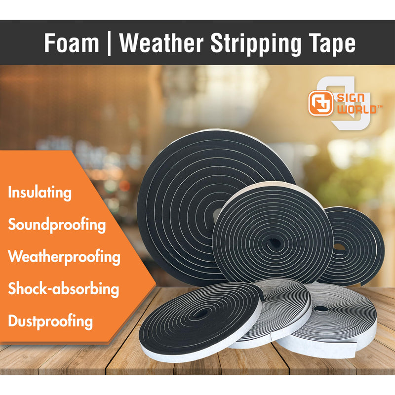 1/4in x 1/2in Weather Stripping Foam Insulation Tape, Doors, Windows, Sliding Door, A/C, Soundproofing, Draft Stopper, Shock Absorption (1/4" T x 1/2" W x 15 Ft L) 1/4" T x 1/2" W