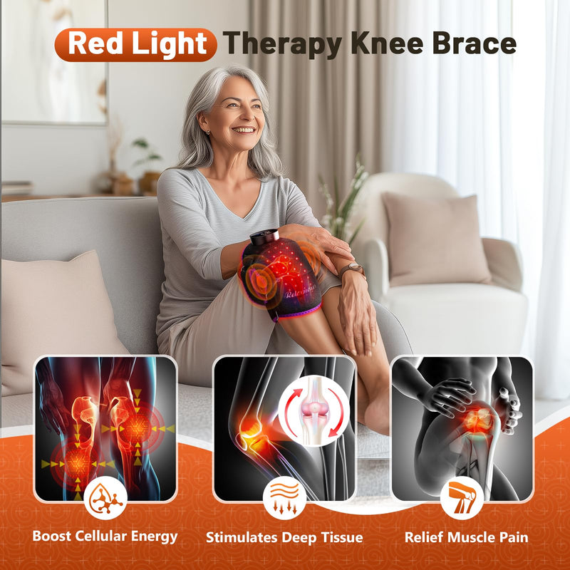 [Australia - AusPower] - RELEXNOW Red Light Therapy for Knee with Heat & Vibration Massage, Extension Band, Wireless Controller, 660nm&850nm Near Infrared Light Therapy Heated Device for Knee/Elbow/Shoulder Purple 