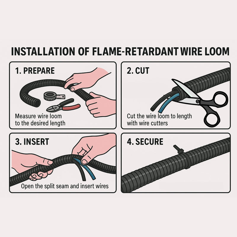 Electriduct 2" Flame Retardant Wire Loom Polypropylene Split Tubing Corrugated Conduit (48mm ID) - 10 Feet - Black 2 Inch