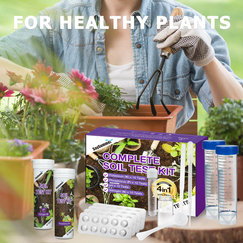 [Australia - AusPower] - 2026 New 4-in-1 Soil Test Kit - 40 Tests Professional Soil Testing Kit for pH, Nitrogen, Phosphorus & Potassium, Ideal for Gardening Flowers Vegetables Lawn Indoor & Outdoor Plants Soil Test Kit - 4 in 1 