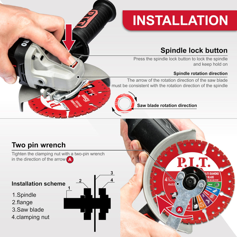 [Australia - AusPower] - P.I.T. 3-in-1 Set 4 1/2 Inch Cut Off Wheel for Wood/Metal/Marble/Plastic-4 1/2 Metal Cutting Blade for 7/8 Inch Arbor Angle Grinder, Cutting Disc 4.5 Inch - 115 mm (3PCS) 4 ½ Inch (115 mm)-3-in-1 Set 3-in-1 Set Cut-Off Wheels 