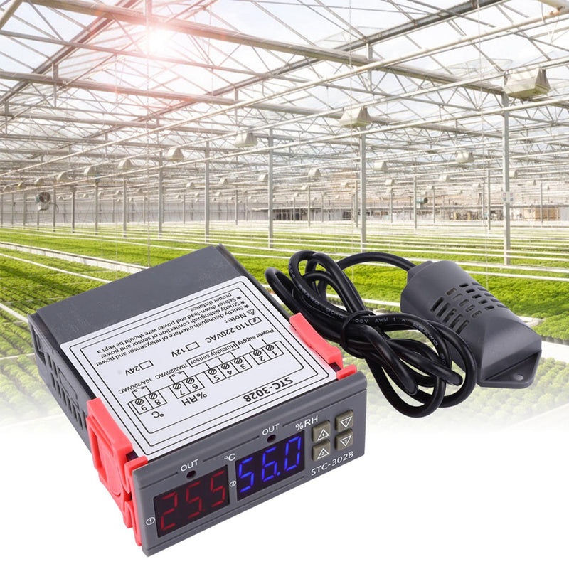 [Australia - AusPower] - STC-3028 Digital Temperature Control, Digital Display Temperature and Humidity Controller with Integrated Sensor, Meter Microcomputer Temperature Control (110-220VAC) 