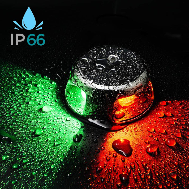 Young Marine Deck Mount, Stainless Steel, Bi-Color Bow Light Red and Green LED for Boat Pontoon Yacht Skeeter