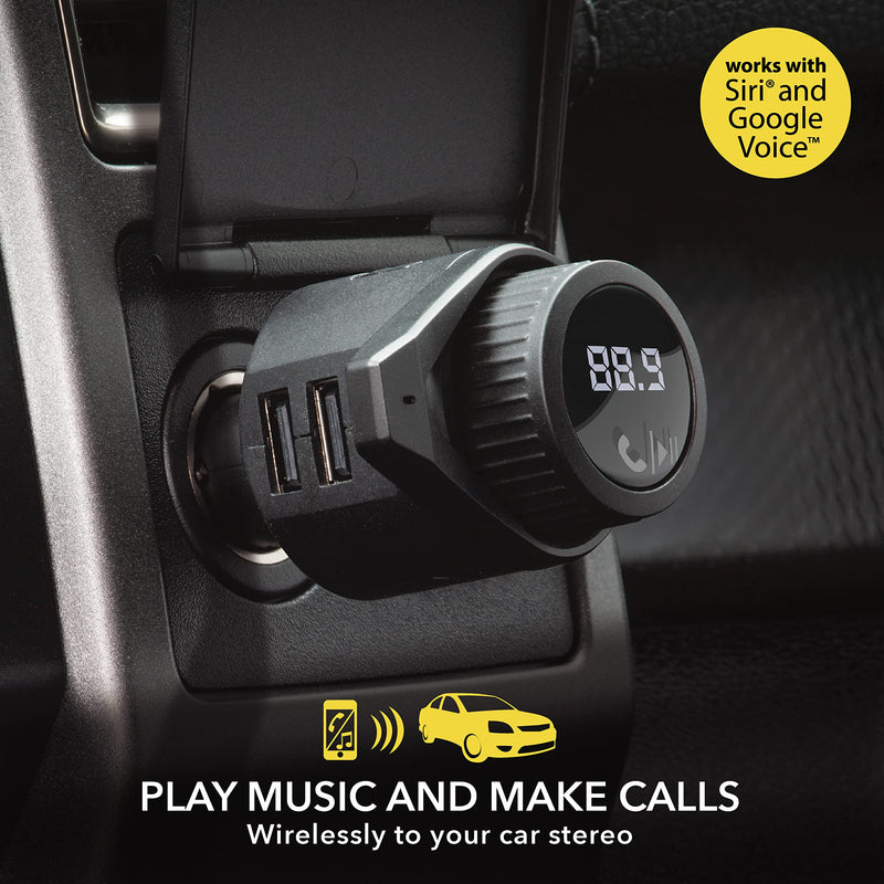 [Australia - AusPower] - Scosche BTFM5 Bluetooth Hands-Free Car Kit with Digital FM Transmitter and Dual 12W USB Charging Ports For Vehicles Dual USB-A, 12W Black 