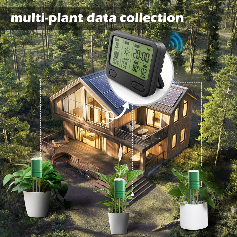 VODESON Soil Moisture Meter for Plants, Multi-Zone Wireless Soil Test Kit & Soil Thermometer, TDR4-in-1 Plant Water Meter, 230ft RF, IPX5 Waterproof, Indoor Outdoor Garden Lawn Farm(Display+2Sensor) Display+2 Sensor