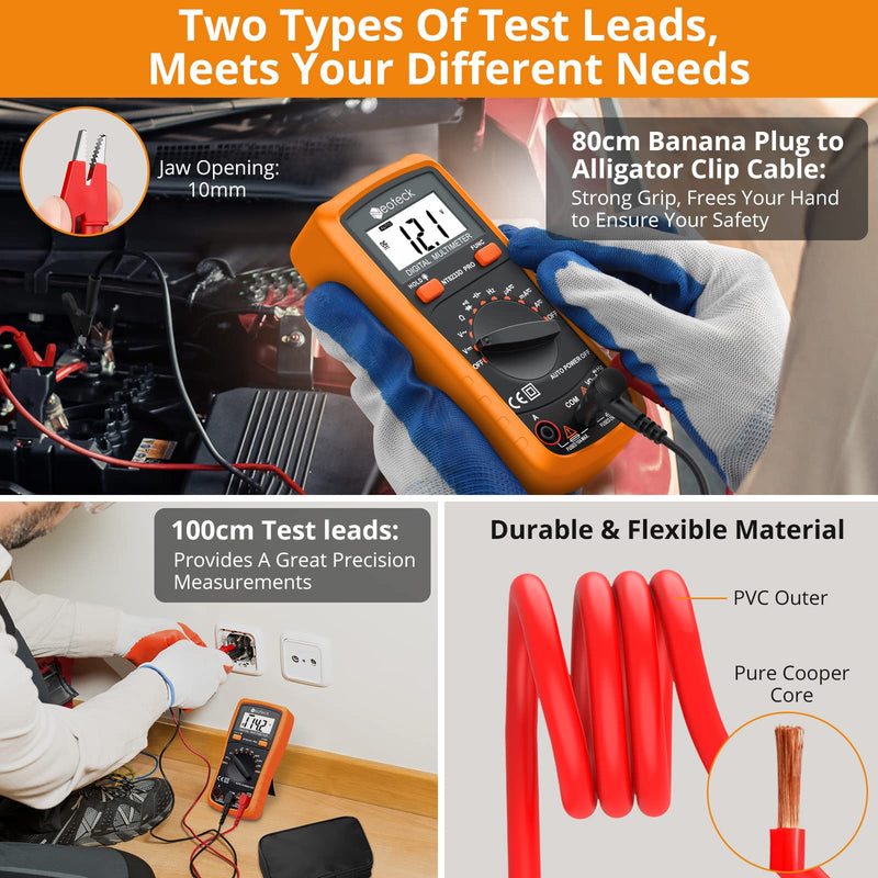 [Australia - AusPower] - Neoteck Professional Electricial Kit: 2000 Counts Auto Ranging Multimeter & 6000 Counts Pen Type Multimeter with Backlit LCD, Phase Sequence Detection, Audible Continuity, Capacitance Frequency 
