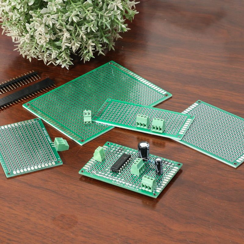 RUNCCI-YUN 48 Pieces PCB Board Kits Hole Grid Board Kit Double-Sided PCB Board PCB Board Prototype Double-Sided Circuit Boards for DIY Soldering, Compatible with Arduino Kit