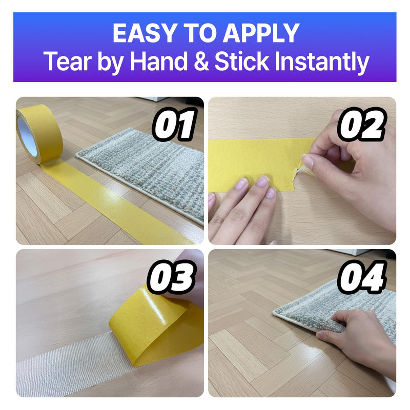 HA SHI Double Sided Stair Tread Tape (2" x 50 Yards), Heavy Duty Non Slip Rug Gripper for Carpet & Runners, Safe for Hardwood Floors 2" x 50 Yards