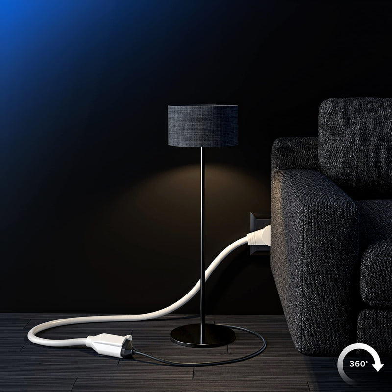 [Australia - AusPower] - Maximm Extension Cord 10 Foot White Flat Plug, 360° Rotating Short Power Cord Single Outlet, Indoor 16 Gauge 3 Prong Grounded Wire UL Certified (10Ft White) 10 Feet 1 Pack 