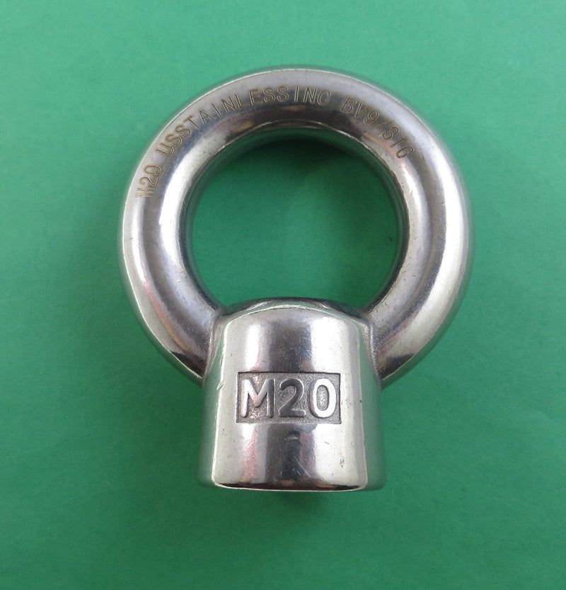 [Australia - AusPower] - US STAINLESS Stainless Steel 316 M20 Lifting Eye Nut 20mm Marine Grade Pitch of 2.5 