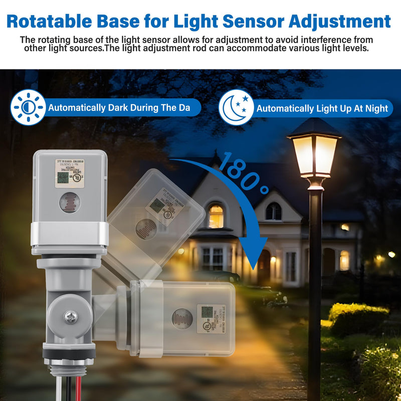 [Australia - AusPower] - 2 Pack Photocell Sensor for Outdoor Light, 120VAC 50/60 Hz IP54 Waterproof Photoelectric Switch, Automatic Dusk to Dawn Sensor for Yard, Garden, Driveway Lighting 