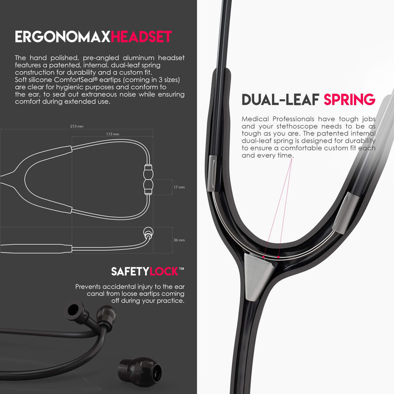 [Australia - AusPower] - MDF Instruments Acoustica Lightweight Stethoscope for Doctors, Nurses, Students + LUMiNiX Medical Professional Penlight 