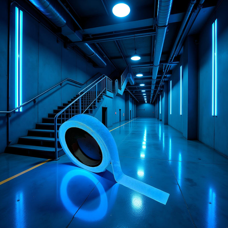 1Pcs Blue Glow in The Dark Tape,Fluorescent Spike Sticker for Stairs Walls Steps Safetys Exits Sign Warning Tape Self-Adhesive Luminous Tapes Safety Warning Safety Signs and Signals(9.8 FT)