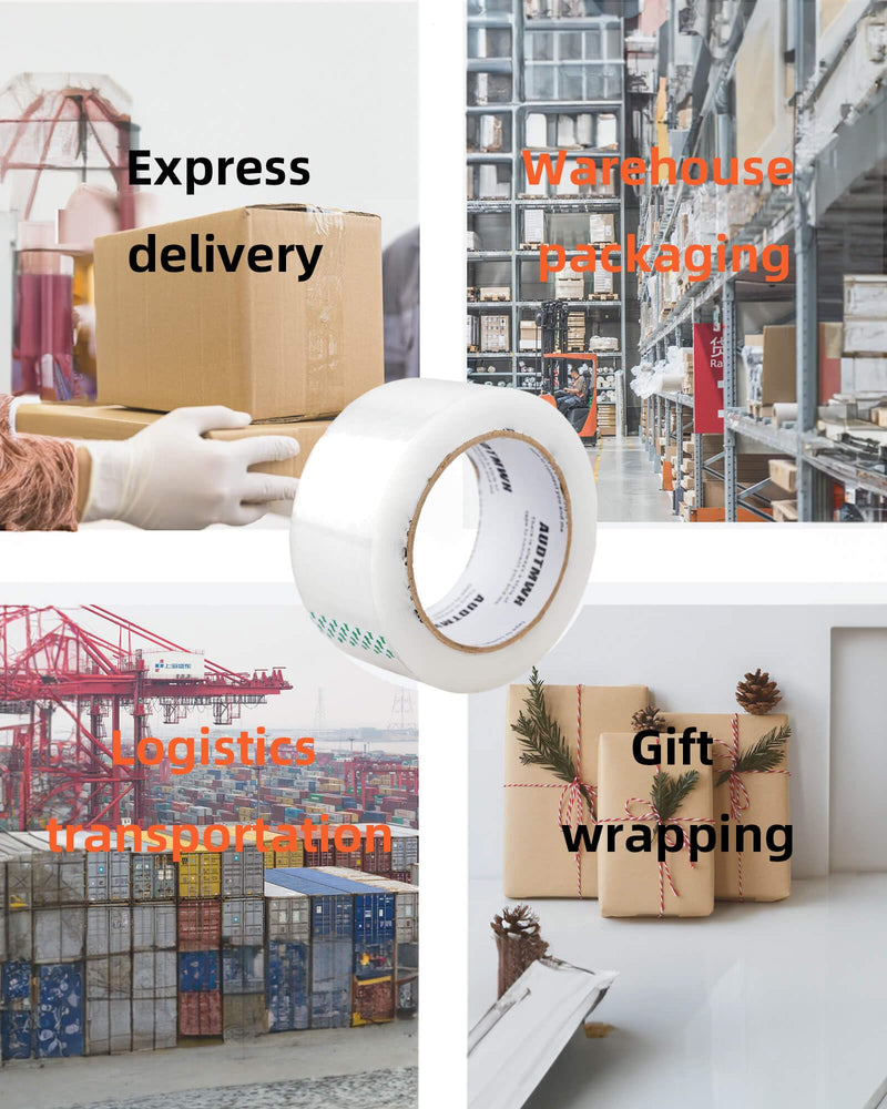 AUDTMWH Packing Tape Refills, Clear, Packaging Tape Heavy Duty Designed for Moving, Shipping and Packing, Mailing,1.88" x 60 yds, 2 Rolls 2 Rolls, 120 yds