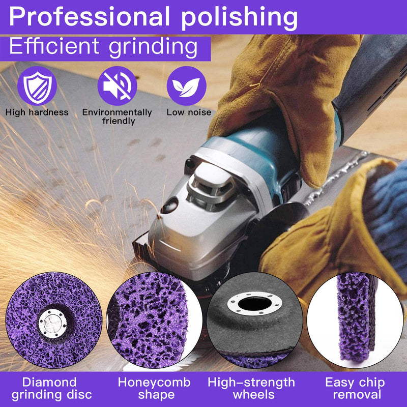 [Australia - AusPower] - CSD Sanding Disc 125 mm - 5 Pieces Purple Cleaning Disc Set, Coarse Cleaning Disc, Nylon Fabric Disc, Paint Removal Rust for Angle Grinder, Removing Paint, Rust, Welds, Oxidation 