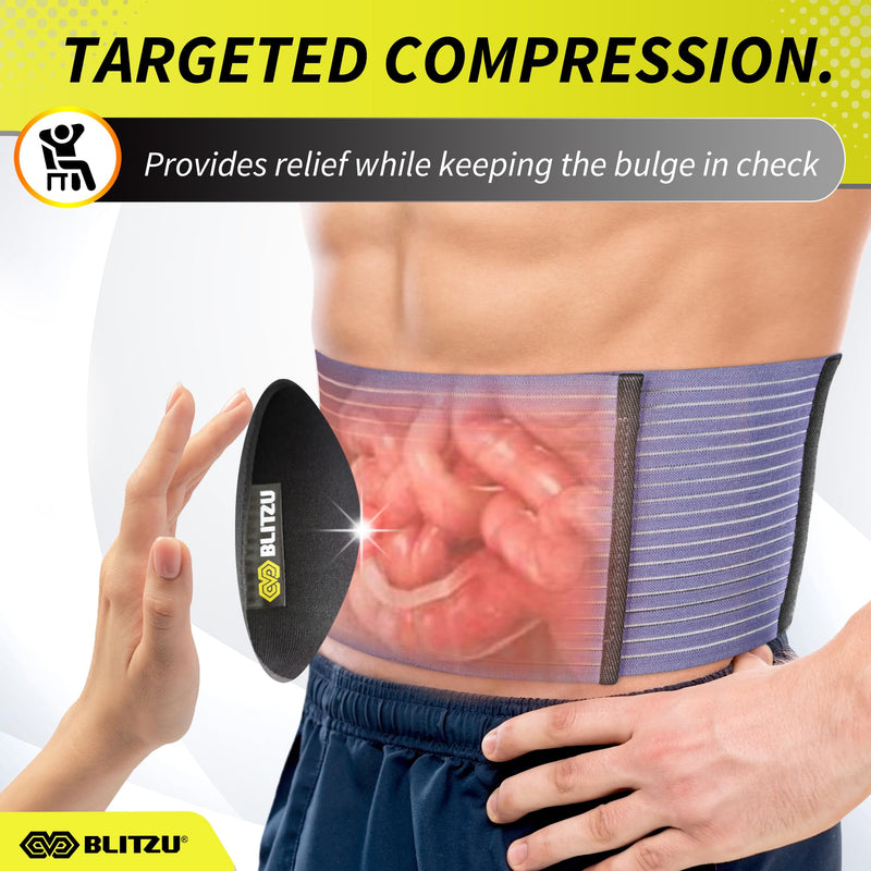 [Australia - AusPower] - BLITZU Umbilical Hernia Belt for Men & Women, Abdominal Binder Adjustable Truss Support with 2 Compression Pads for Naval, Ventral, Incisional, Epigastric, Belly Button Hernias, Pre Post Surgery L-XL Large-X-Large 