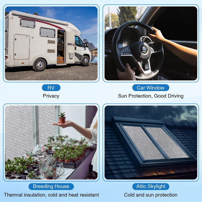 Frienda Rv Window Reflective Insulation Roll 24inchx10ft Double Aluminum Foil Heat Bubble Thermal Window Shade Door Cover Blackout for Garage Roof Travel Camper Skylight Shield