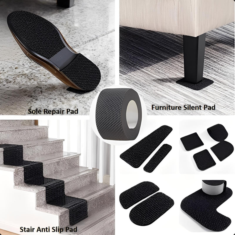 2 Roll Anti Slip Traction Tape, Grip Tape for Shoes, 10 * 100cm+5 * 100cm, Friction Abrasive Adhesive for Stairs/Furniture/Indoor/Outdoor, Sole Repair Guard Tape for All Shoes Heels Noise Reduction