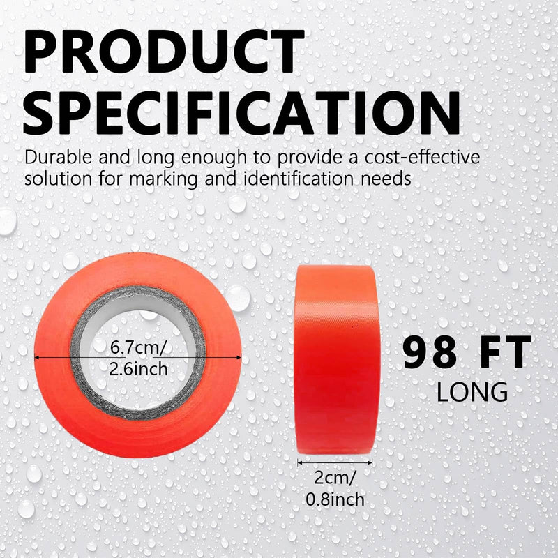 6 Pack Orange Flagging Tape, Non-Adhesive Plastic Ribbon Neon Tapes, 0.78" x600' Marking Tape for Boundaries and Hazardous Areas, Tree Marking, Hunting, Trail Marking Orange - 6pack